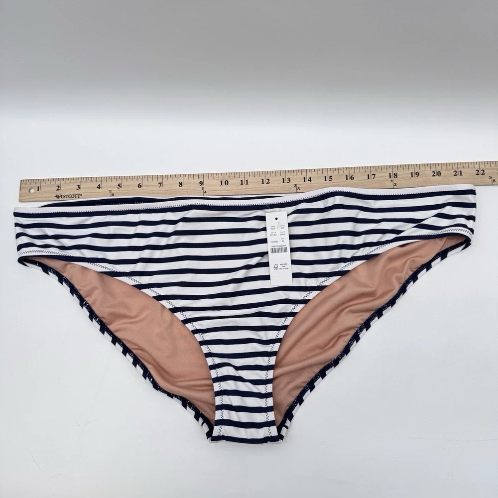 New J. Crew Bikini Bottom Navy blue white stripe women's Size 3X